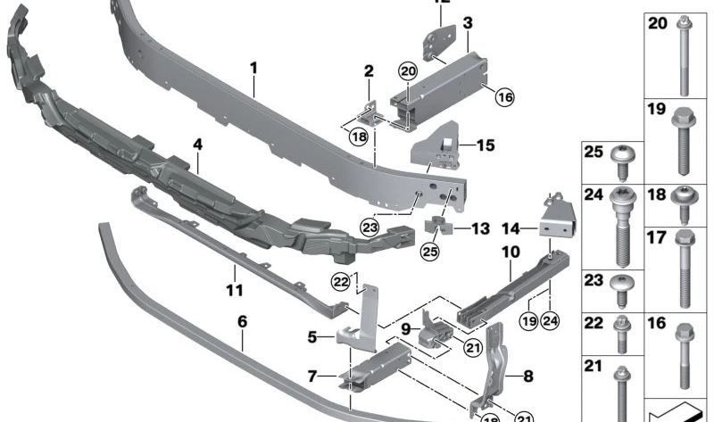 Conexión vertical derecha para BMW X1 U11, U12, MINI U25 (OEM 51119883574). Original BMW.