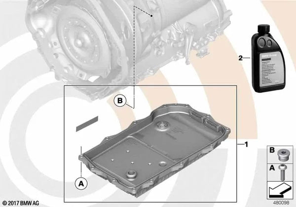 ATF 2 para BMW Serie 1 E81, E82, E87, E87N, E88, Serie 3 E36, E46, E90, E90N, E91, E91N, E92, E92N, E93, E93N, Serie 5 E39, E60, E60N, E61, E61N, Serie 6 E63, E63N, E64, E64N, Serie 7 E38, E65, E66, F01, F02, X1 E84, X3 E83, E83N, X5 E53, E70, E70N, X6 E7