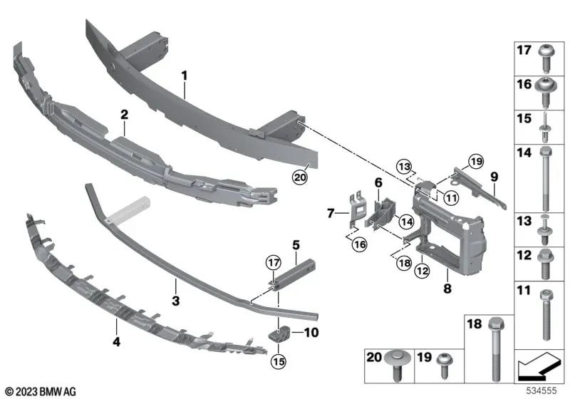 Left vertical connection for BMW G42, G87, G20, G20N, G21, G21N, G28, G28N, G80, G81, G22, G23, G26, G82, G83 (OEM 51117422223). Genuine BMW.