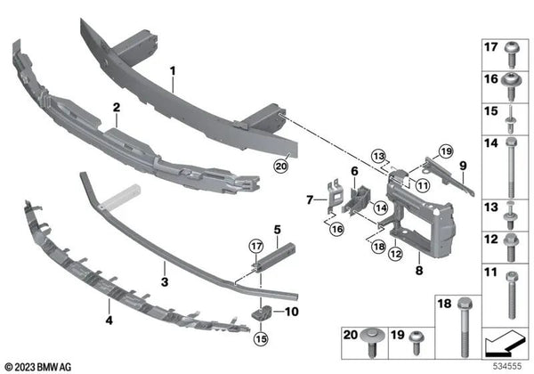 Crashbox derecha para BMW G26 (OEM 51118738944). Original BMW