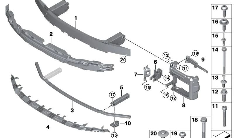 IMPACT REINFORCEMENT OEM 51117422225 for BMW G42, G20, G28, G22, G23, G26. Original BMW.