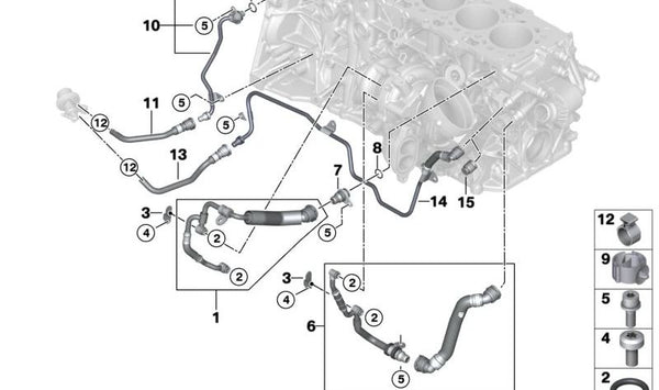 Junta tórica OEM 11538596371 para BMW G30, G31, G11, G12, G05, G06, G07. Original BMW.