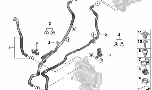 Tubo di ritorno del refrigerante OEM 64219398813 per BMW G05, G06, G07. BMW originale.