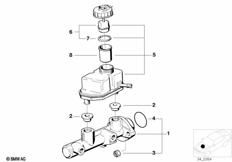 Lock with warning switch for BMW E30, E36 3 Series, E34 5 Series, E32 7 Series (OEM 34321162810). Original BMW