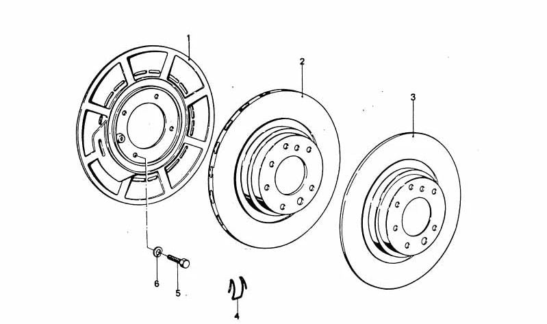 Protector de freno derecho OEM 34211107098 para BMW E28, E34. Original BMW.