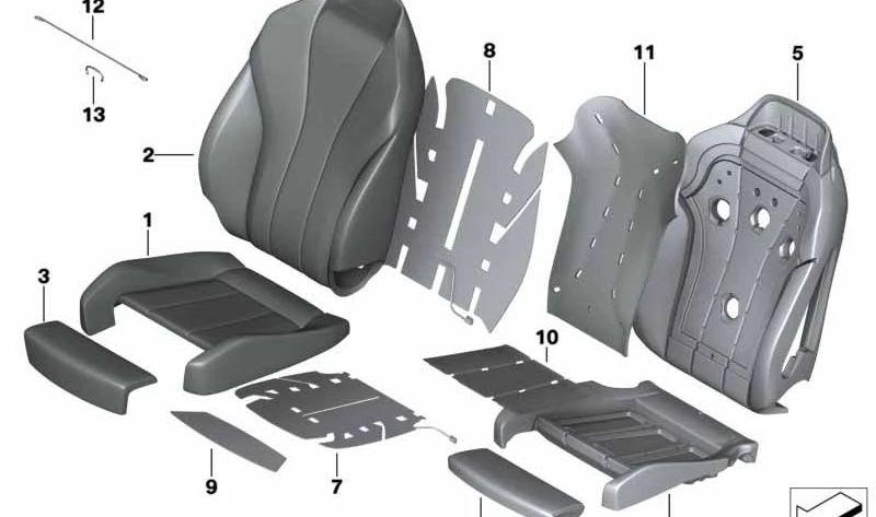 Funda reposapiernas de cuero OEM 52107940562 para BMW Serie 8 (G14, G15, G16). Original BMW