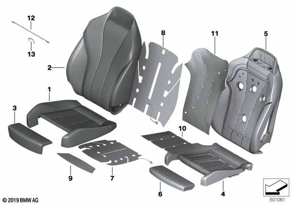 Funda de reposabrazos de confort de cuero izquierda para varios modelos/series de BMW (OEM 52109483419). Original BMW