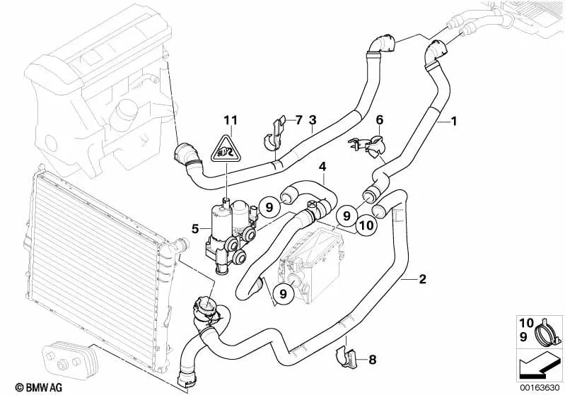 Heater Pipe - Instant Heater for BMW X3 E83N (OEM 64213422605). Original BMW.