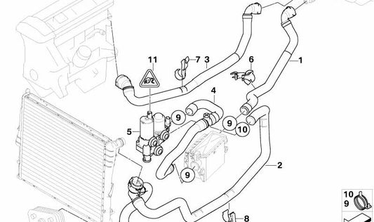 Manguera válvula de agua para motor OEM 64213422606 para BMW E83 (X3). Original BMW.