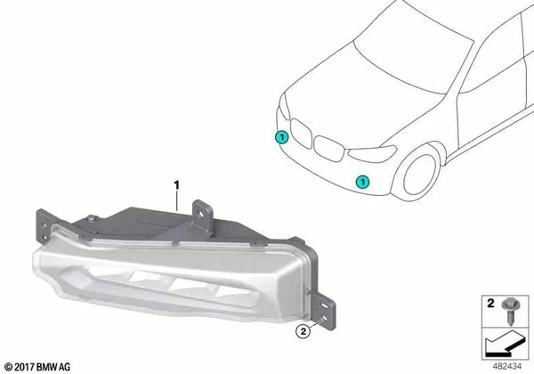 Neblinera LED izquierda para BMW X3 G01, G08, X4 G02 (OEM 63179492771). Original BMW