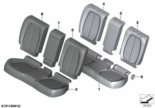 Funda Base Asiento de Cuero para BMW Serie 2 F45, X1 F48 (OEM 52207380139). Original BMW