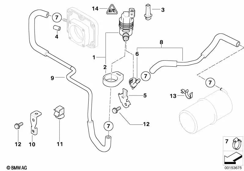 Tubería de ventilación del depósito para BMW X5 E53 (OEM 13907502682). Original BMW.