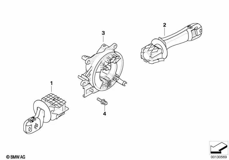 Interruptor de intermitentes, luces de cruce y largas para BMW Serie 3 E46, X3 E83, Z4 E85, E86 (OEM 61318363662). Original BMW.