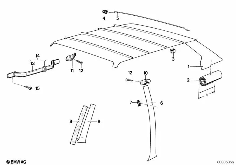 Revestimiento columna central izquierda para BMW E21 (OEM 51431865455). Original BMW