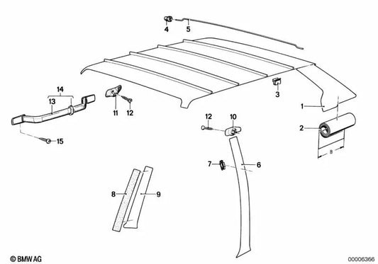 Revestimiento columna central izquierda para BMW E21 (OEM 51431865455). Original BMW