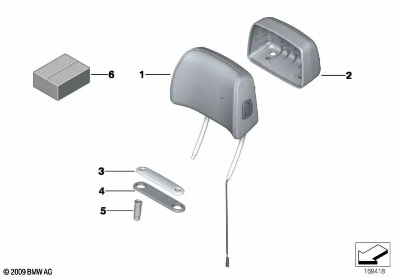 Guía reposacabezas bloqueable para BMW Serie 5 F07, F10, F11, F18 (OEM 52107236744). Original BMW