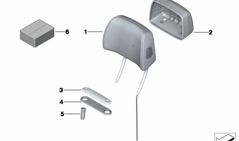 Reposacabezas de confort en cuero OEM 52107264176 para BMW F10, F11, F18. Original BMW.