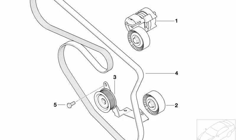 Tensor de correa mecánico para BMW E81, E82, E87, E88, E46, E90, E91, E92, E93, E60N, E84, E83, E85 (OEM 11287524267). Original BMW