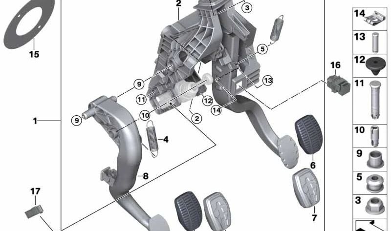 Perno del cilindro maestro OEM 35006860673 para BMW F40, F44, F45, F46, F48, F39. Original BMW.