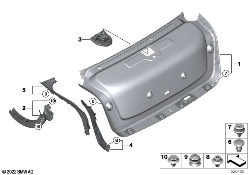 Cubierta de canal de agua trasera derecha para BMW G70 (OEM 51499466974). Original BMW