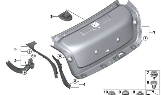 Revêtement inférieur de la porte arrière pour BMW G70 (OEM 51499466970). BMW d'origine.