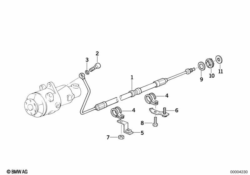 Soporte para manguera de presión izquierda para BMW E34, E32, E38, E31 (OEM 32411095320). Original BMW.