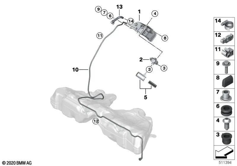 Filtro de carbón activado para BMW F07, F10, F12, F13, F07N, F12N, F13N (OEM 16137245541). Original BMW