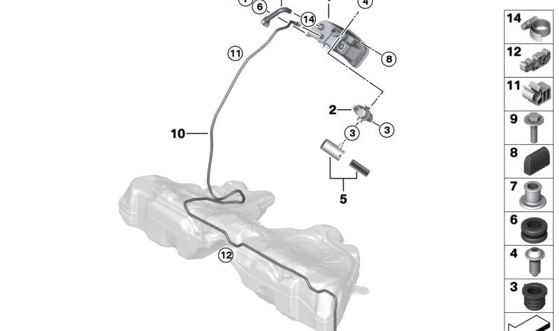 Filtro de polvo para BMW Serie 5 F07, F10, F10N, X3 F25 (OEM 16117225187). Original BMW.