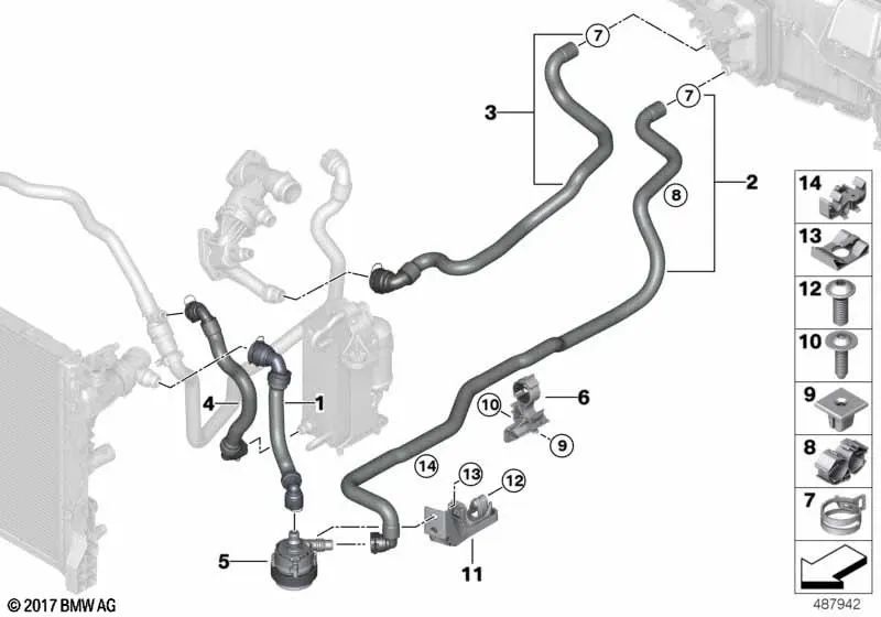 Manguera de Refrigerante para BMW G30, G31, G38, G11, G12, G14, G15, G16 (OEM 64219299620). Original BMW