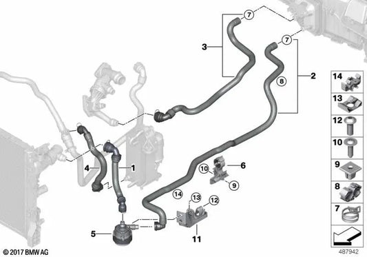 Manguera de Refrigerante para BMW G30, G31, G38, G11, G12, G14, G15, G16 (OEM 64219299620). Original BMW