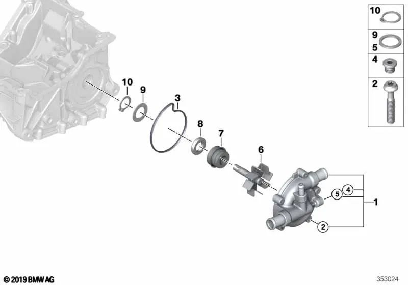 Junta para Bomba de Refrigerante para BMW I01, I01N (OEM 11518546154). Original BMW.