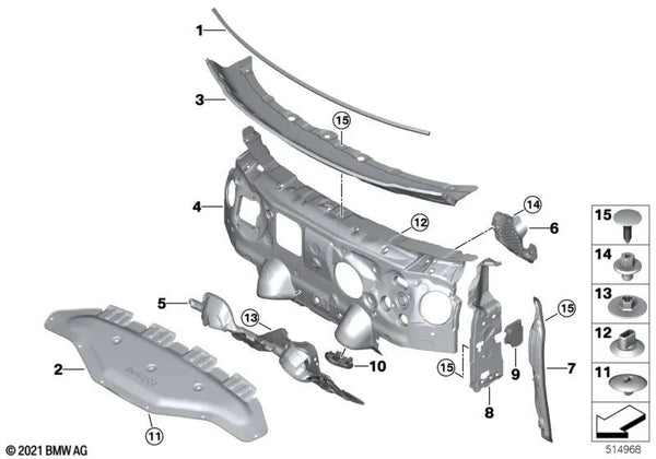 Sellado para el marco lateral izquierdo para BMW U06 (OEM 51487952079). Original BMW.