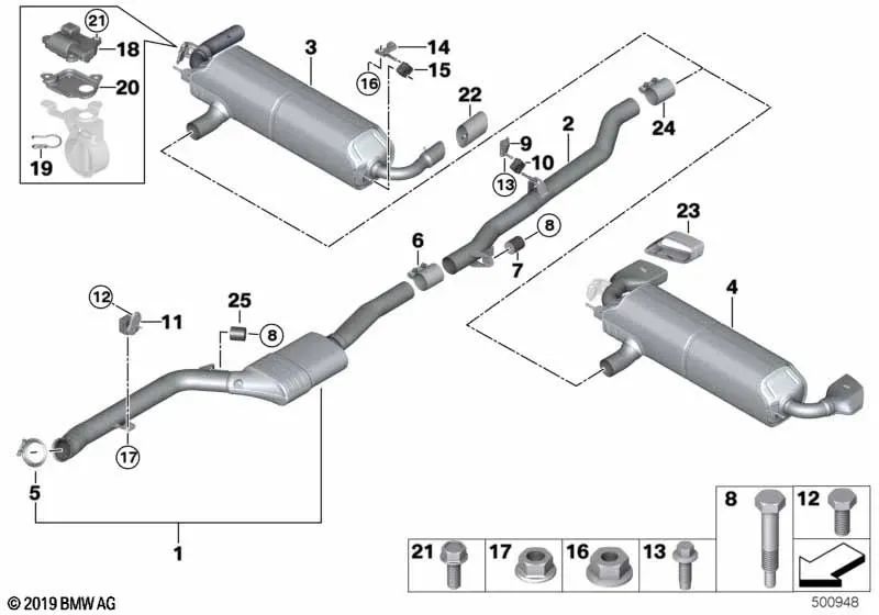 Amortiguador de vibraciones para BMW G32, G32N Serie 6 G11N, G12N Serie 7 (OEM 18309844620). Original BMW.