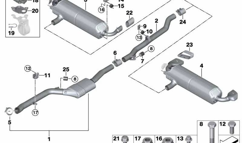 Silenciador traseiro com válvula de escape para BMW G32 (OEM 18308699014). BMW original.