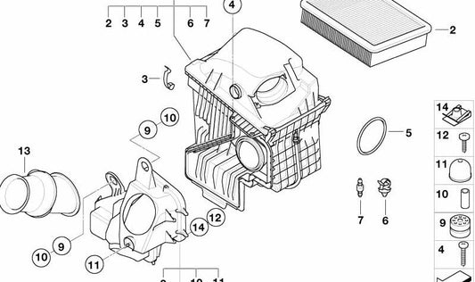 Silenciador de admisión de aire izquierdo OEM 13717541060 para BMW E65, E66. Original BMW.