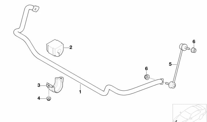 Soporte de estabilizador OEM 31356754336 para BMW E46. Original BMW.