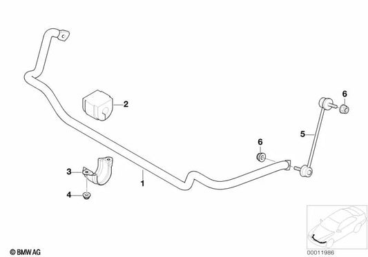 Estabilizador delantero para BMW Serie 3 E46 (OEM 31356754993). Original BMW