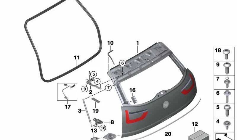 Junta Portón Trasero para BMW i I01, I01N (OEM 51767439016). Original BMW