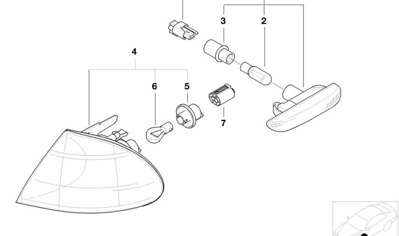 Front left white indicator lights for BMW E46 (OEM 63136902769). Original BMW