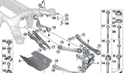 Barra de control con cojinete de goma izquierda para BMW X3 F97, G01, X4 F98, G02 (OEM 33306871005). Original BMW