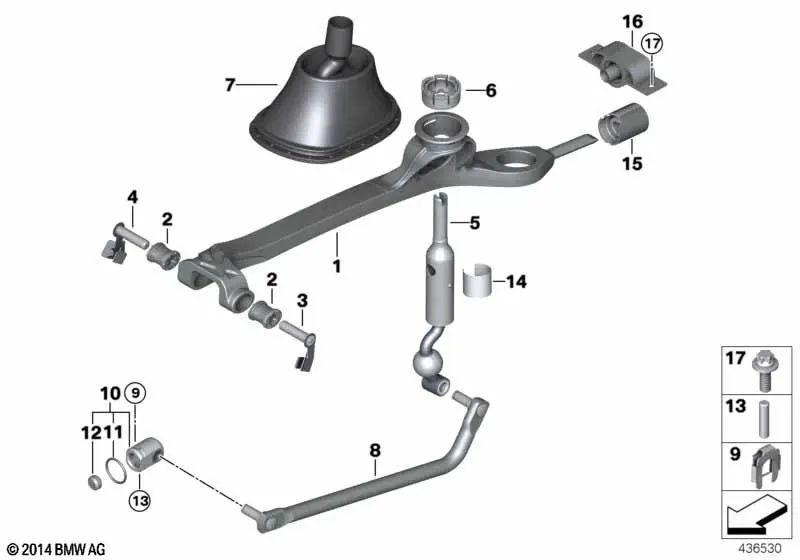 Shift arm for BMW F87, F80, F82, F83 (OEM 25112284597). Original BMW.