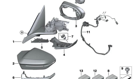 OEM 51165A356C9 REMARRE extérieur pour BMW (Modèles compatibles: Série 1 F20, série 2 F22, 3 séries F30, 4 séries F32). BMW d'origine.