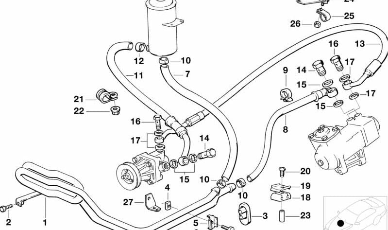 Rohrleitung para BMW E34 (OEM 32411137934). Original BMW