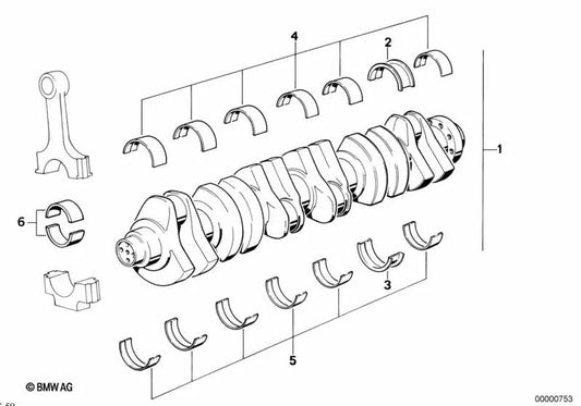 Crankshaft without bushings for BMW E46, E53, E70 (OEM 11214276816). Original BMW