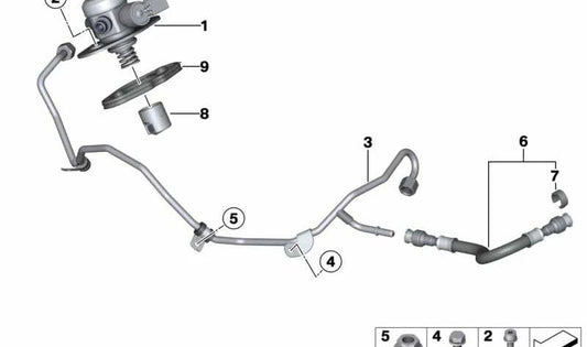 Tubo de combustible OEM 13537606563 para BMW F15, F85, F16, F86. Original BMW.