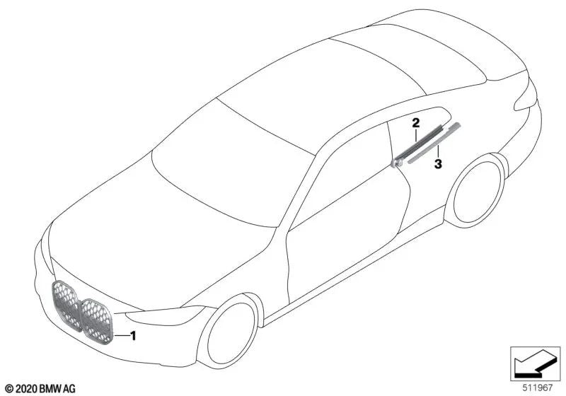 Rejilla Decorativa Frontal para BMW G22, G23 (OEM 51117451753). Original BMW