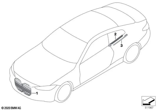 Rejilla Decorativa Frontal para BMW G22, G23 (OEM 51117451753). Original BMW