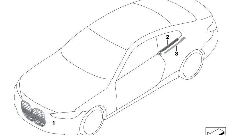 Rejilla Decorativa Frontal para BMW Serie 4 G22, G23 (OEM 51118738155). Original BMW