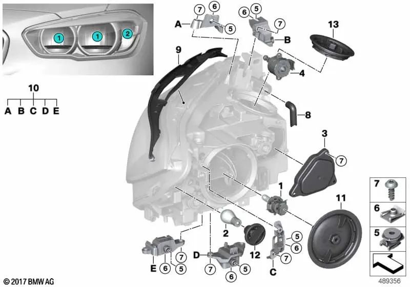 Kit de reparación de luces diurnas para BMW Serie 1 F20N, F21N Serie 3 F30N, F31N (OEM 63117428426). Original BMW