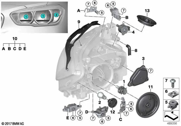 Kit de reparación de luces diurnas para BMW Serie 1 F20N, F21N Serie 3 F30N, F31N (OEM 63117428426). Original BMW